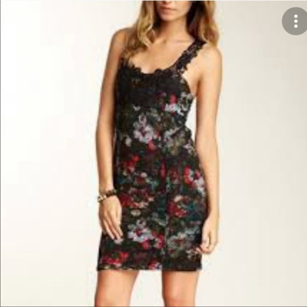 Free People Knockout bodycon black red floral lace crochet strap mini dress SP - Picture 15 of 16